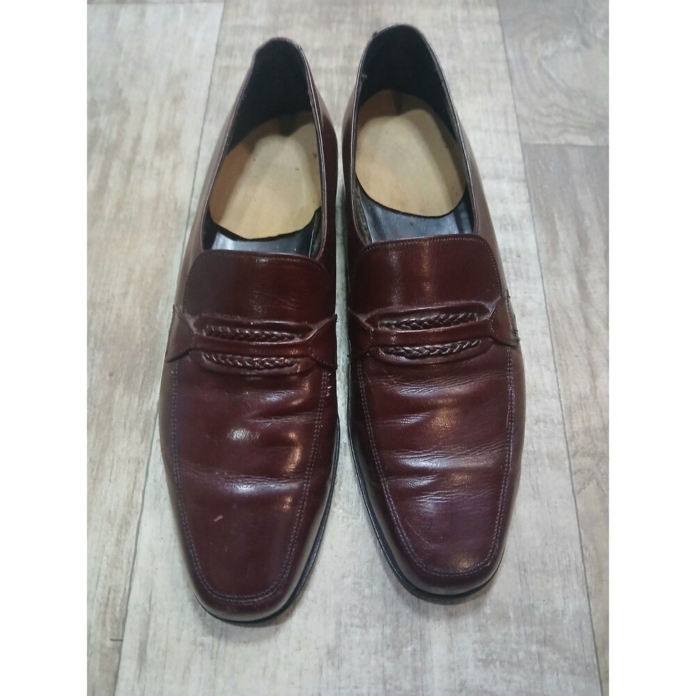 Florsheim Como Strap Loafers Burgundy Leather Men's Shoes 10b 10 B NARROW
